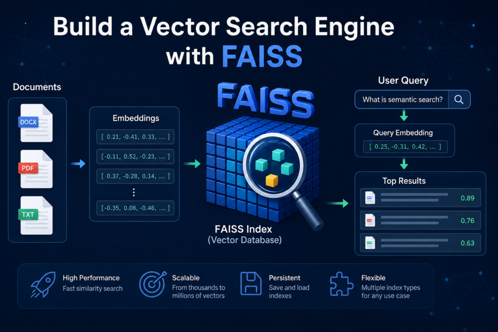 how to build a vector search engine with FAISS in Python
